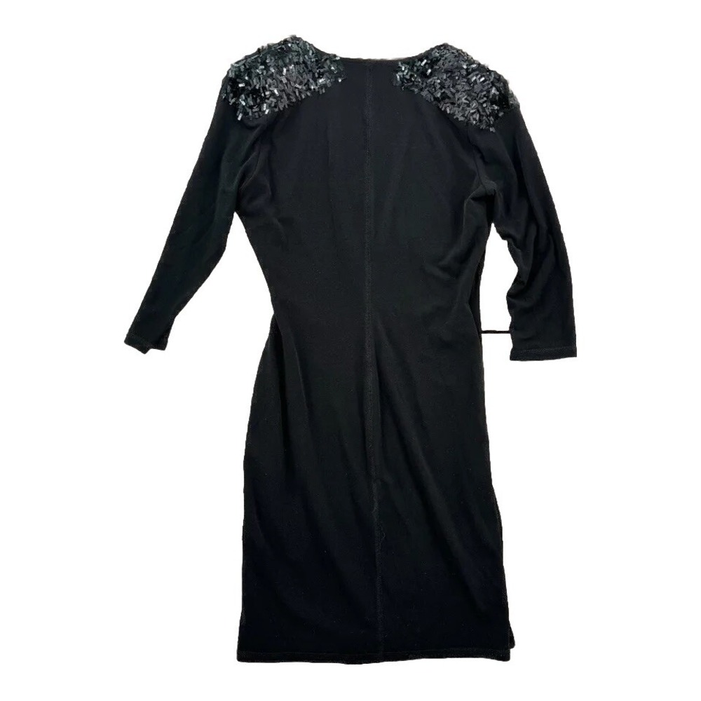 Calvin Klein Dress Womens Size 2 Black 3/4 Sleeve Knee Sequin Embellished - Picture 2 of 4